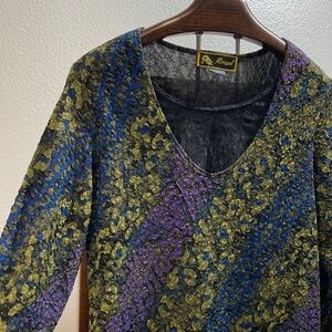 Vintage Mirasol 90s Y2K Fairy Grunge Whimsigoth Metallic Lace Artsy Top Sz M